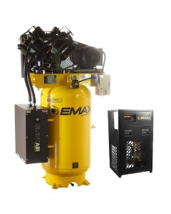 EMXESP10V080V3PK image(1) - Emax Compressor Silent Industrial Plus 10 HP 3-Phase 80 gal.Vertical Compressor with 58 CFM Dryer Bundle-With Pressure Lube Pump