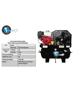 ATEMPAF9G image(1) - Atlas Automotive Equipment Air Force AF9G Gas 9HP 30 Gallon Air Compressor (Will Call)