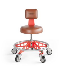 VYPRSM-BR-R-ACM image(0) - Vyper Industrial 400 lb Capacity Robust Steel Max Acme Rod Shop Chair - Brown/Red