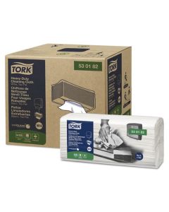 TOR530182 image(0) - Tork Molnlycke 530182 Heavy-Duty Premium Cleaning Cloth, 16.34 in L, 14 in W Unfolded, Paper, White, 1-Ply