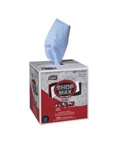 TOR450337 image(0) - Tork Molnlycke ShopMax 450337 Centerfeed Dry Wipe, 216.67 ft L x 9 in W Roll, 200, Paper, Blue, 1 Plys