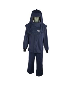 OBRLAN2STB-M image(0) - OBERON Suit Kit - Arc Flash - 12 Cal LAN - Comes with Hood with Hard Cap, Coat and Bib Overalls - Color: Navy Blue - Size: Medium
