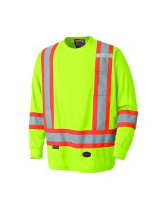 SRWV1051260U-L image(0) - Pioneer Birdseye Long-Sleeved Safety Shirt  - Color:  Hi-Viz Yellow/Green  - Size: L
