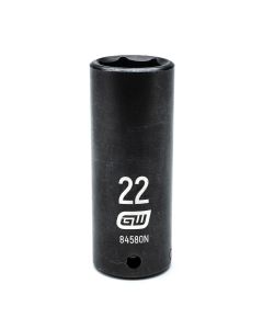 KDT84580N image(0) - GearWrench 1/2 Inch Drive 6 Point Deep Impact Metric Socket 22mm