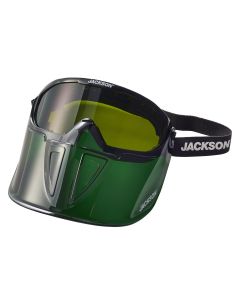 SRW21002 image(0) - Jackson Safety Safety Goggle - GPL500 Premium Series - Shade 5 IR Lens - Anti-Fog - with Flip-Up Detachable Face Shield - Green Body