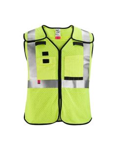 MLW48-73-5212 image(0) - Milwaukee Tool AR/FR Cat. 1 Class 2 Breakaway High Visibility Yellow Mesh Safety Vest - L/XL (ANSI/CSA)