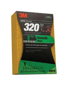 MMM03070 image(0) - 3M 03070 Performance Sanding Sponge, 3-3/4 in W x 2-5/8 in L, 1 in THK, 320 Grit, Fine Grade, Yellow Color
