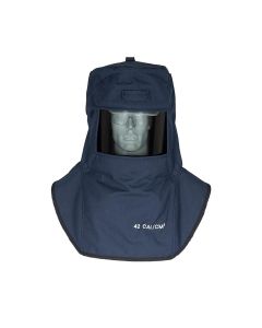 OBRCAT4-NB-C image(0) - OBERON Hood with Hard Cap - Arc Flash - 40 Cal CAT - Color: Navy Blue - Window: True Color Grey (TCG)