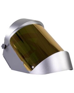 OBR2156AFR500 image(0) - OBERON Face Shield with Ratcheting Headgear - Heat Reflective - Window: Dark Green Gold Anti-Fog  - With Lower Crown and Shield Extender
