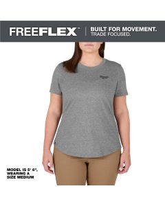 MLWF452G-S image(0) - Milwaukee Tool Women's FREEFLEX Hybrid Tee - Short Sleeve -  Gray - S