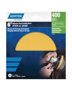NOR00350 image(0) - Norton 00350 A290 Series Stick and Sand Disc, 6 in, P80 Grit, Aluminum Oxide, PSA Attachment