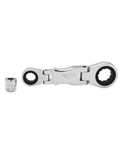 AST78301 image(0) - Astro Pneumatic Stubby Ratcheting Flex Head Double Box End Wrench for Nano Sockets