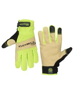 LEGGH460PL image(0) - Legacy Manufacturing Flexzilla&reg; Pro High Dexterity Water-Resistant Hybrid Grain Leather Gloves, Natural/Black/ZillaGreen&trade;, L