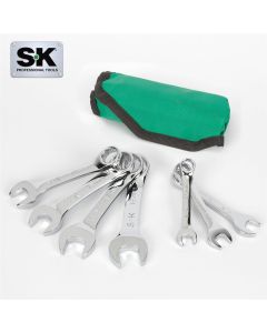SKTSK01490A image(0) - S K Hand Tools 7 Piece 12 Point Metric Short Combination Wrench Set.  Packaged in a Roll