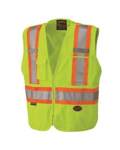 SRWV1021260U-3XL image(0) - Pioneer Zip-Up Snap Break Away Safety Vest  - Color:  Hi-Vis Yellow/Green - Size: 3XL