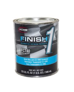 FNHFC740-4 image(0) - Finish 1 Automotive Refinish Products FC740-4 High Solid 2.1 VOC Super Brillante Clearcoat, 1 qt Can, Gloss, 4:1 Mixing