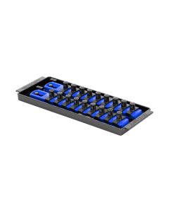 ERN8556 image(0) - Ernst Mfg. 2 Rail Universal Twist Lock Socket Tray 8", Blue, with 18) 3/8" Socket Clips