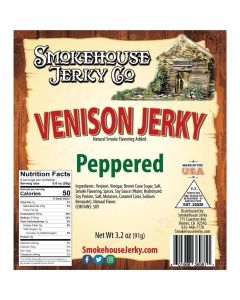 THS369811 image(0) - Tender Heifer Snack Co. Venison Peppered Exotic Jerky - 3.2 Ounce