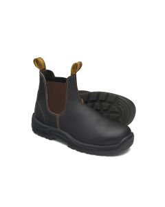 BLU172-100 image(0) - Blundstone Steel Toe Elastic Side Slip-On Boots, Kick Guard, Water Resistant, Stout Brown, AU size 10, US size 11