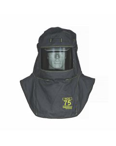 OBRTCG75-A8HVSL image(0) - OBERON Hood with A8 Hard Hat Adapters - Arc Flash - 75 Cal TCG - With Fresh Air Arc Flash Hood Ventilation System & Light - Color: Black - Window: True Color Grey (TCG)