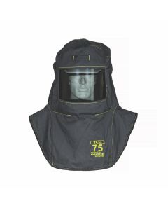 OBRTCG75-A4 image(0) - OBERON Hood with A4 Hard Hat Adapters - Arc Flash - 75 Cal TCG - Color: Black - Window: True Color Grey (TCG)