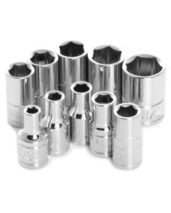 WLMW36002 image(0) - Wilmar Corp. / Performance Tool 10 pc. 1/4" Dr. 6pt SAE Socket Set