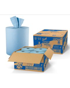 KIM55423 image(0) - Kimberly Clark Center Pull Towels, Blue, 4 Rolls/Case, 200 Towels/Roll, 800 Towels/Case