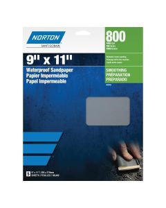NOR00496 image(0) - Norton Black Ice 00496 T214 Series Sanding Sheet, 9 in W x 11 in L, P600 Grit, Ultra Fine Grade