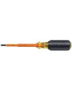 KLE601-4-INS image(0) - Klein Tools Insulated Screwdriver cushion-grip Round-Shank Cabinet Tip