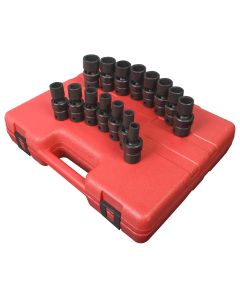 SUN2855 image(0) - SUNEX 15 PC 1/2" DR 12 PT METRIC UNIV IMPACT SOCKET