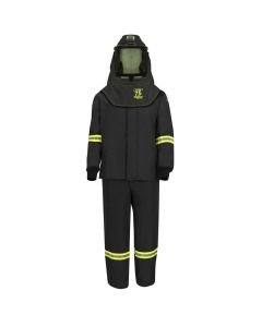 OBRTCG75B-EL-XL-HVSL image(0) - OBERON Suit Kit - Arc Flash - 75 Cal TCG - Comes with Hood, Coat, Bib Coveralls and Fresh Air Arc Flash Hood Ventilation System & Light - With EZ Lift - Color: Black - Size: XL