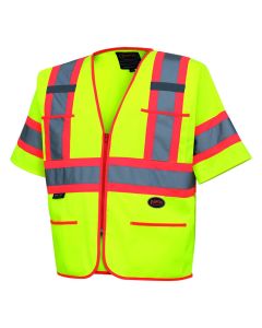 SRWV1023560U-4XL image(0) - Pioneer Polyester Tricot Sleeved Safety Vest  - Color:  Hi-Vis Yellow/Green  - Size: 4XL