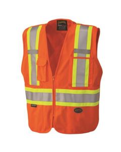 SRWV1021150U-4XL image(0) - Pioneer Zip-Up Snap Break Away Safety Vest  - Color:  Hi-Vis Orange  - Size: 4XL