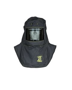 OBRTCG25-A4 image(0) - OBERON Hood with A4 Hard Hat Adapters - Arc Flash - 25 Cal TCG - Color: Black - Window: True Color Grey (TCG)