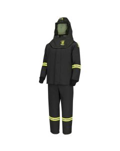 OBRTCG4B-EL-5XL image(0) - OBERON Suit Kit - Arc Flash - 40 Cal TCG - Comes with Hood, Coat and Bib Coveralls - with EZ Lift - Color: Black - Size: 5XL