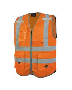 SRWV1024850U-XL image(0) - Pioneer Mesh 9-Pocket Safety Vest  - Color:  Hi-Vis Orange  - Size: XL