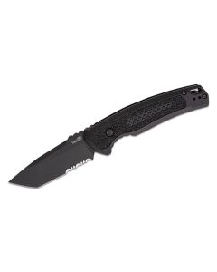 KER7105 image(0) - Kershaw Launch 16 Black Automatic Push-Button Lock Partially Serrated Tanto Blade Tactical Folding Knife - Black - $1000 Min Vendor Direct Auto Knives Only. Cannot Ship to CA, CT, DE, MN. Contact Sales Rep.