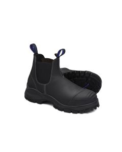 BLU990-050 image(0) - Blundstone Steel Toe Slip-On Elastic Side Boots w/ Kick Guard, Black, AU size 5, US size 6