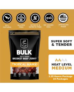 BLOISN-MANGOBR-24 image(0) - BULK Jerky Tropical Mango Brisket Beef Jerky - 2.25 ounce package (24 packages)
