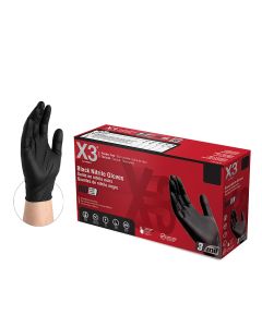AMXBX342100 image(0) - Ammex S X3 Powder Free, Textured, Black Nitrile