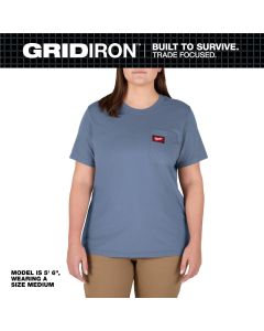 MLWF451U-XS image(0) - Milwaukee Tool Women's GRIDIRON Pocket T-Shirt - Short Sleeve -  Blue XS