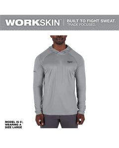 MLWM550G-XL image(0) - Milwaukee Tool WORKSKIN Hooded Sun Shirt - GRAY XL