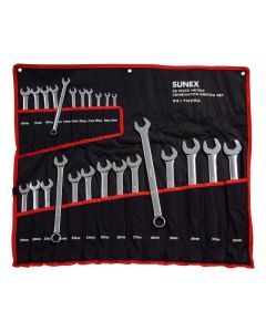 SUN9917MPRA image(0) - SUNEX 25 Piece Metric Full Polish V-Groove Combo Wrench Set
