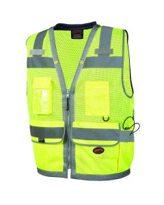 SRWV1011160U-S image(0) - Pioneer Mesh Surveyor Vest with Padded Collar  - Color:  Hi-Vis Yellow/Green  - Size: S