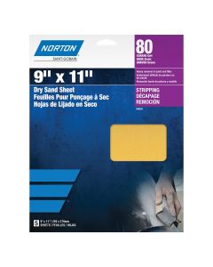NOR00633 image(0) - Norton Gold Reserve 00633 H290 Series Sanding Sheet, 9 in W x 11 in L, P80 Grit, Coarse Grade