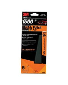 MMM3002 image(0) - 3M Wetordry 03002 Sandpaper, 3-2/3 in W x 9 in L, 1500 Grit, Silicon Carbide Abrasive, Gray, Wet/Dry
