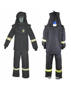OBRTCG6B-T4XL image(0) - OBERON Suit Kit - Arc Flash - 100 Cal TCG  - Comes with Hood, Coat and Bib Coveralls - Color: Black - Size: 4XL Tall