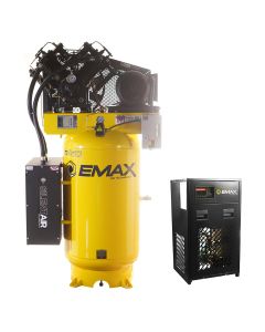 EMXESP07V080V3PK image(0) - Emax Compressor Silent Industrial Plus 7.5 HP 3 Phase 2-Stage 80 gal. Compressor with 30 CFM Dryer Bundle-With Pressure Lube Pump