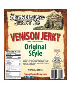THS369804 image(0) - Tender Heifer Snack Co. Venison Original Style Exotic Jerky - 3.2 Ounce