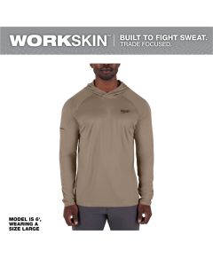 MLWM550N-S image(0) - Milwaukee Tool WORKSKIN Hooded Sun Shirt - SANDSTONE S